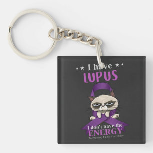 Lupus Warrior Grumpy Cat Keychain Funny Lupus