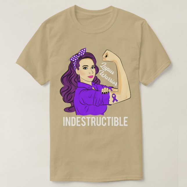 Lupus Warrior Indestructible Purple Ribbon T-Shirt (Design Front)