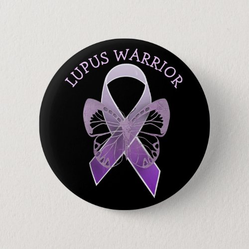 Lupus Warrior Purple Awareness Ribbon Butto Button