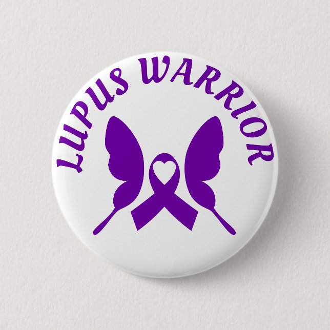 Lupus Warrior Purple Awareness Ribbon Button (Front)
