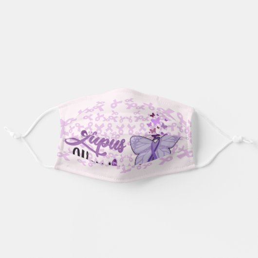 Lupus Warrior Purple Ribbon Awareness Face Mask (Front, Unfolded)