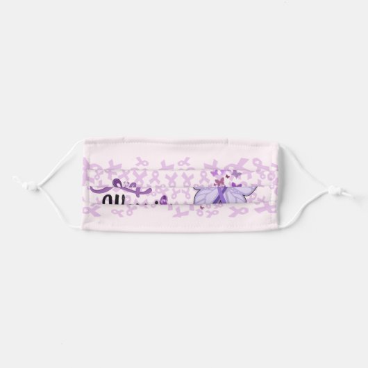 Lupus Warrior Purple Ribbon Awareness Face Mask (Front, Folded)