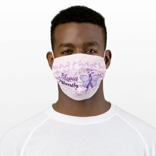 Lupus Warrior Purple Ribbon Awareness Face Mask (Worn)