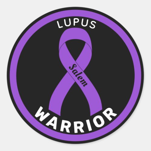 Lupus Warrior Ribbon Black Round Sticker