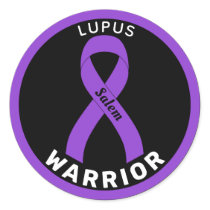 Lupus Warrior Ribbon Black Round Sticker
