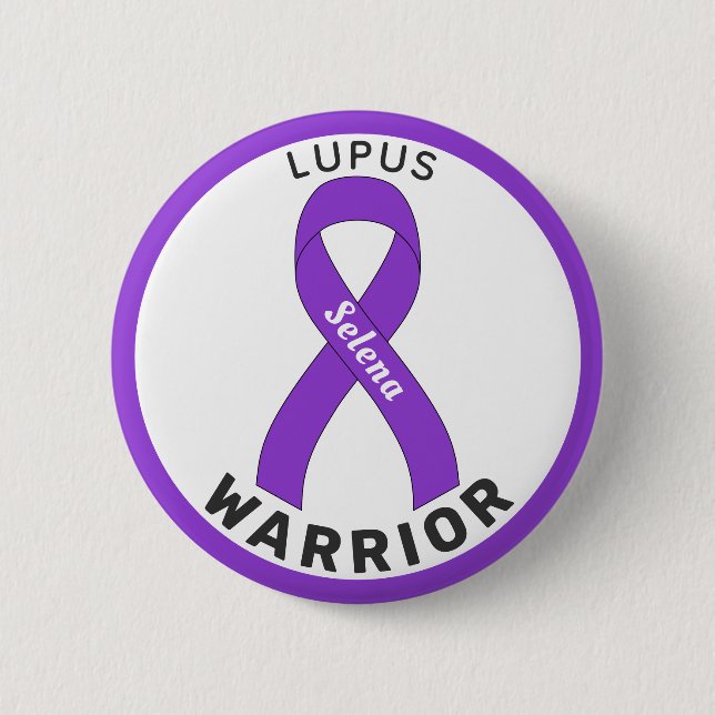 Lupus Warrior Ribbon White Button (Front)