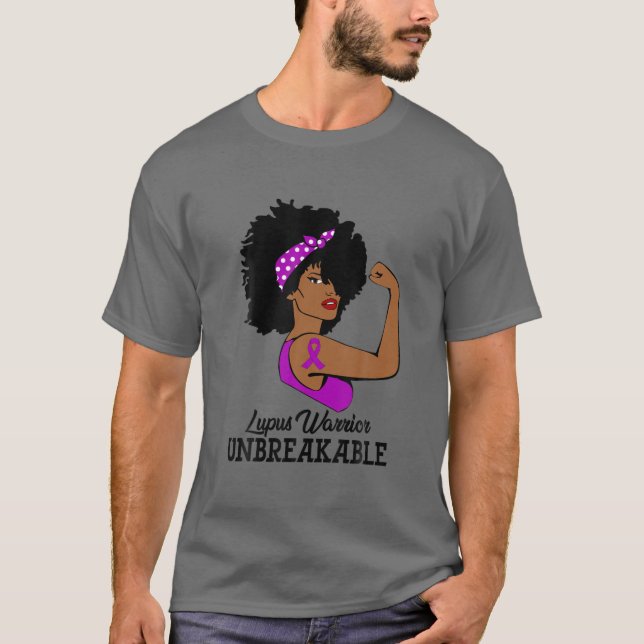 Lupus Warrior Unbreakable Strong Woman Awareness T-Shirt (Front)
