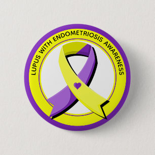 Lupus with Endometriosis Awareness Heart Button