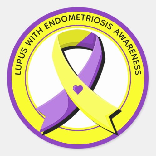 Lupus with Endometriosis Awareness Heart Classic Round Sticker