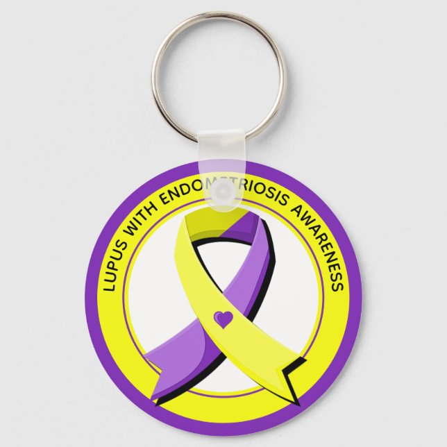 Lupus with Endometriosis Awareness Heart Keychain (Front)
