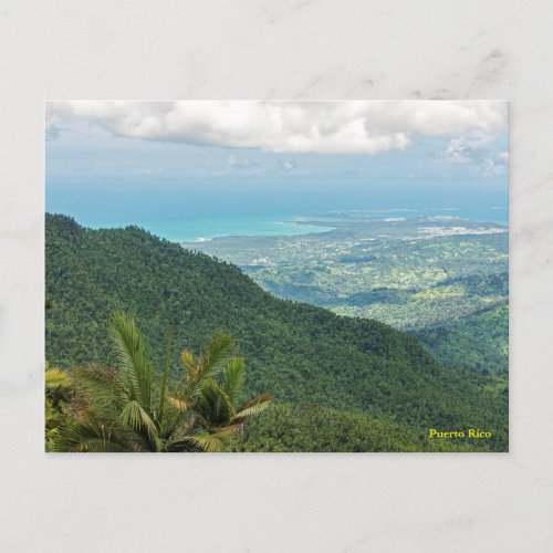 luquillo mountains overlooking coastal puerto rico postcard
