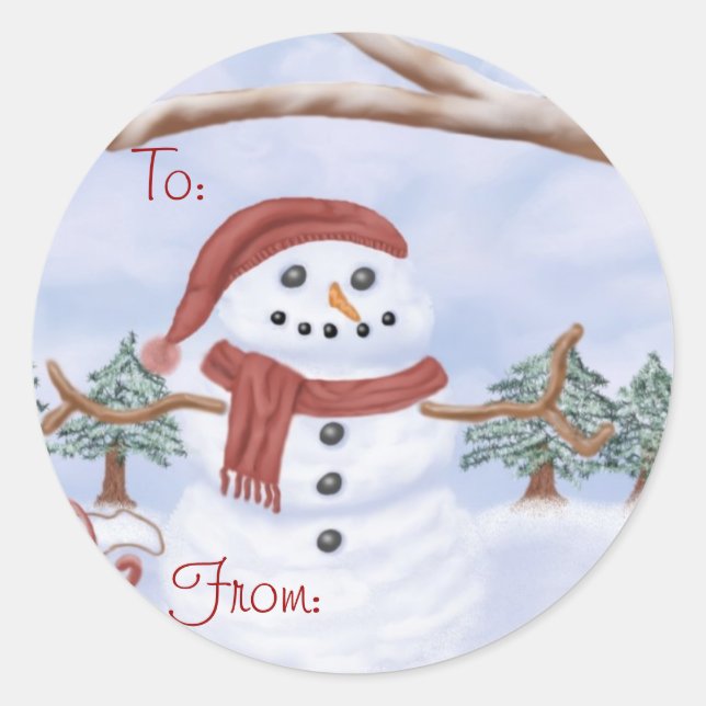 Lura's Winter Snowman Christmas Labels (Front)