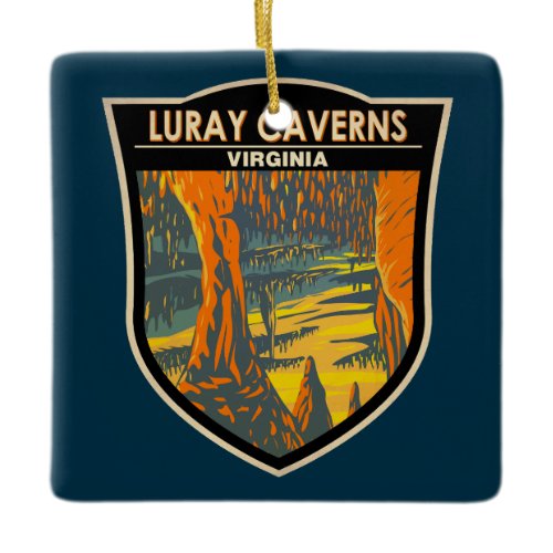 Luray Caverns Virginia Travel Art Badge Ceramic Ornament