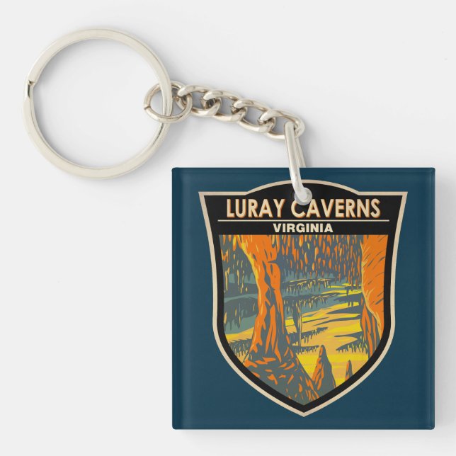 Luray Caverns Virginia Travel Art Badge Keychain (Front)