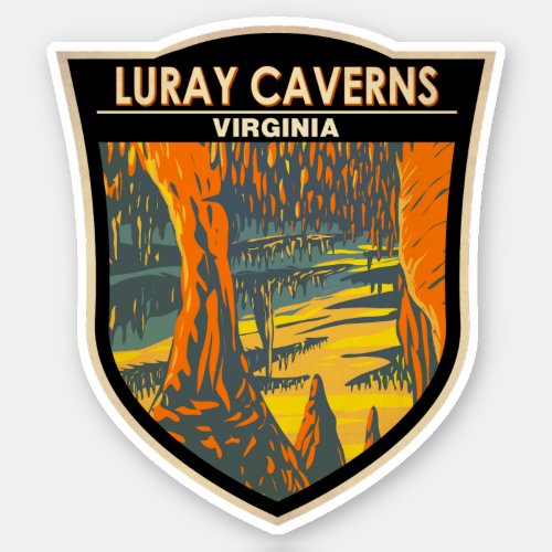 Luray Caverns Virginia Travel Art Badge Sticker