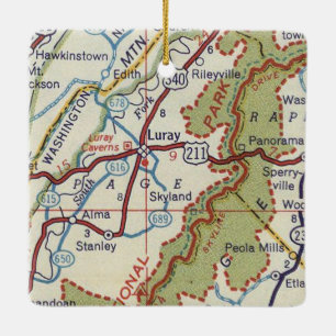 Luray VA Vintage Map Ceramic Ornament
