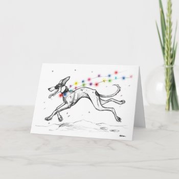 Lurcher Lights Holiday Card by kovahs at Zazzle