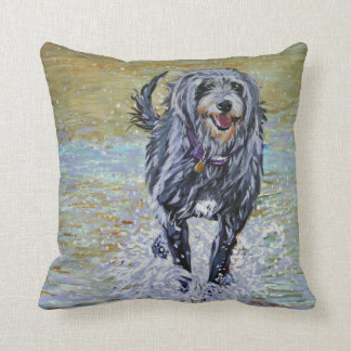Lurcher on the beach cushion