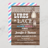 Lures or Lace baby gender reveal Invitation