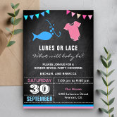 Lures n lace  Gender reveal themes, Baby gender reveal party