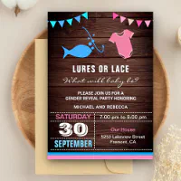 Lures or Lace Gender Reveal Party Invitation