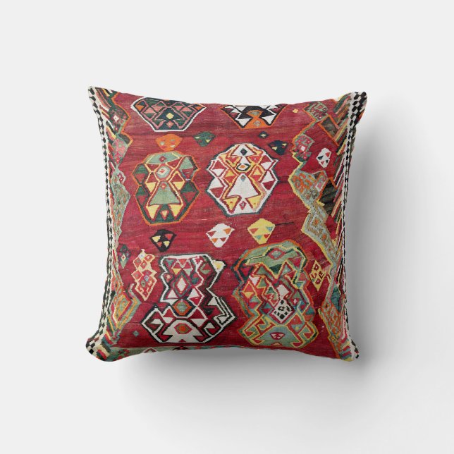 Luri Fars Southwest Persian Kilim Print Throw Pillow (Front)