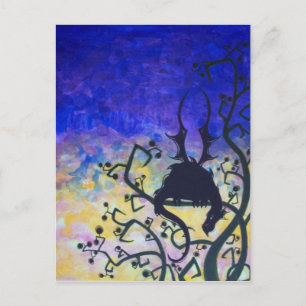 Lurking Dawn dragon silhouette fantasy art postcar Postcard