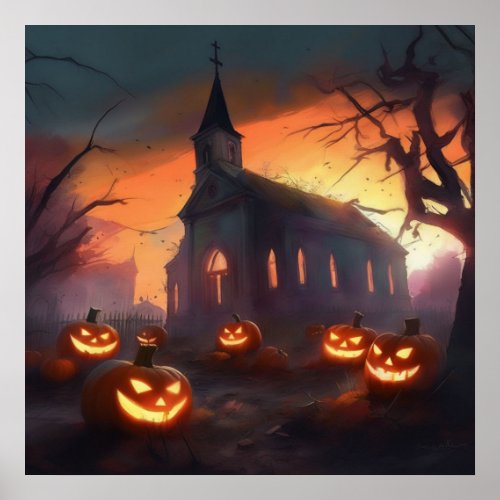 Lurking Legends Lifelike Halloween Scene Poster