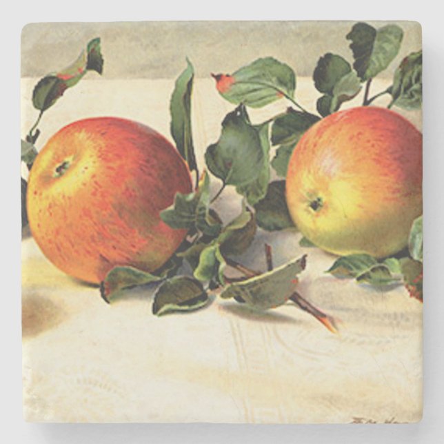 Luscious Apples Square Stone Coaster (Front)