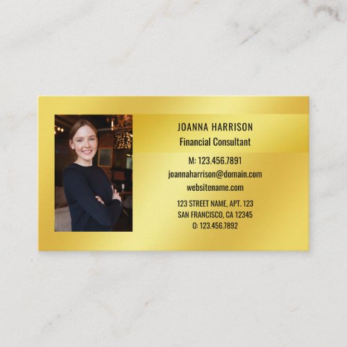 Luscious Elegant Modern Gold Band Background Photo Business Card
