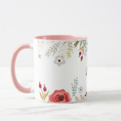 Luscious Floral Personalized Name Two Tone Coffee Mug (Left)