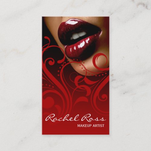 Luscious Glossy Lips Curliques  cardinal red Business Card