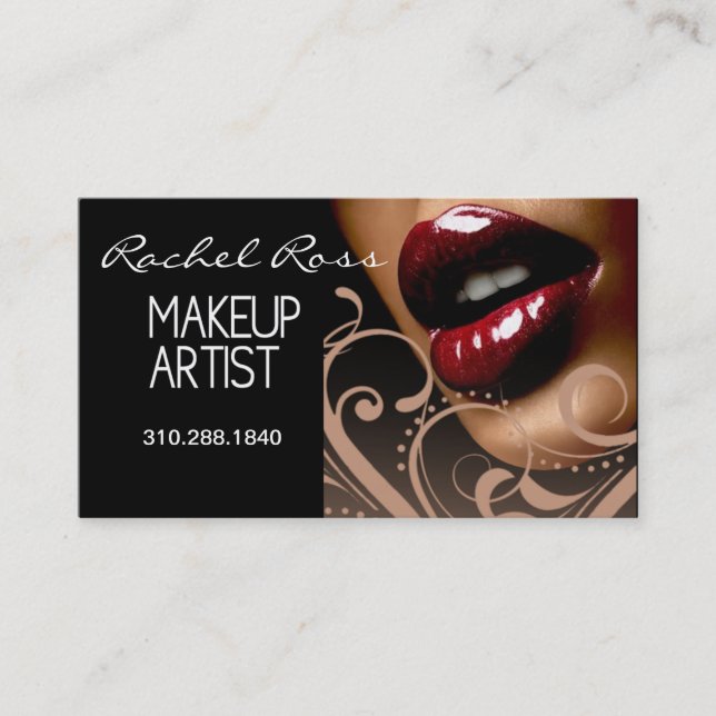 Luscious Glossy Lips Curliques | mocha Business Card (Front)