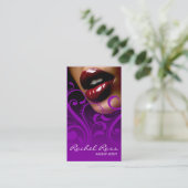 Luscious Glossy Lips Curliques | purple Business Card (Standing Front)