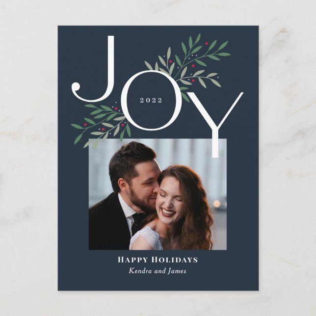 Luscious Joy Photo Holiday Postcard Christmas Card (Front)