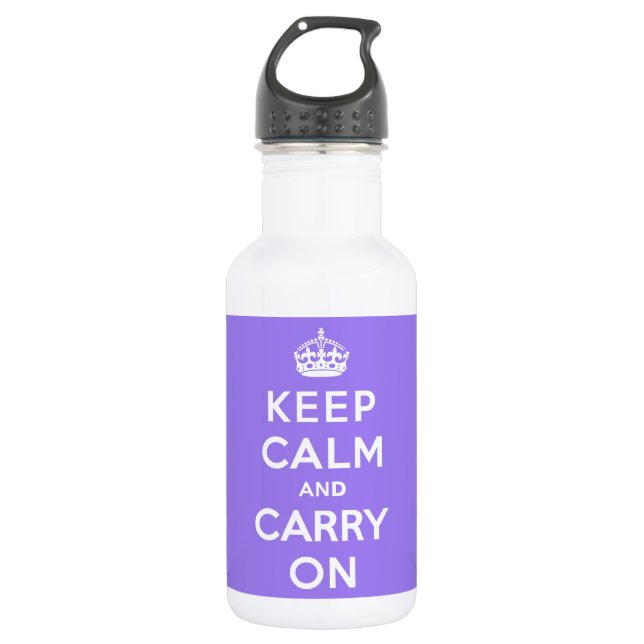 luscious Lavender  Keep Calm and Carry On Water Bottle (Front)