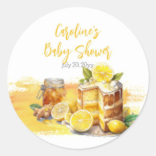 Luscious Lemon Cake Ginger Tea Baby Shower Classic Round Sticker