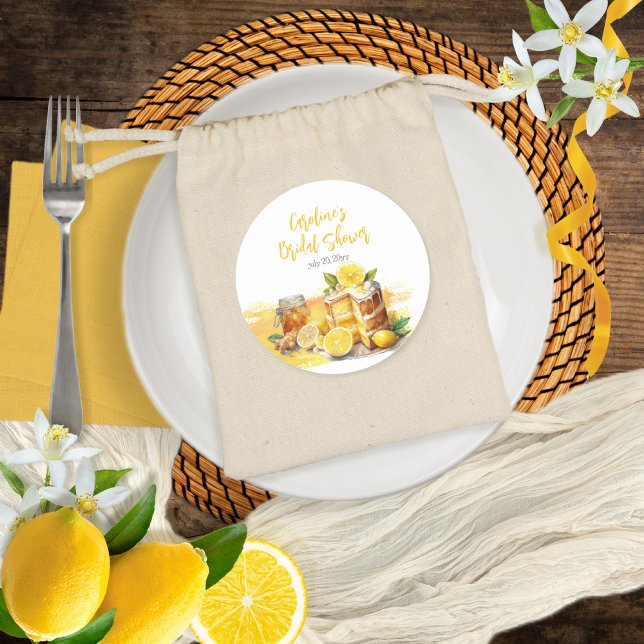 Luscious Lemon Cake Ginger Tea Bridal Shower Classic Round Sticker (Creator Uploaded)