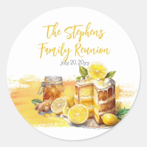 Luscious Lemon Cake Ginger Tea Family Reunion Classic Round Sticker