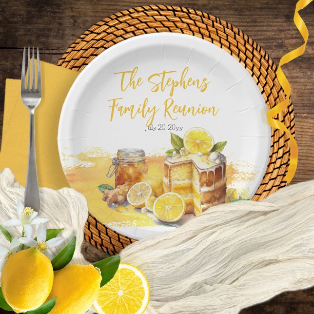 Luscious Lemon Cake Ginger Tea Family Reunion Paper Plates (Creator Uploaded)