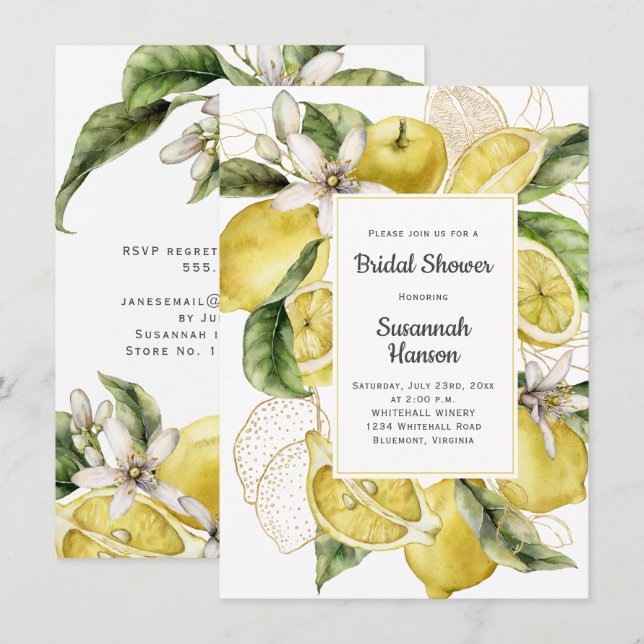 Luscious Lemons Bridal Shower Card (Front/Back)
