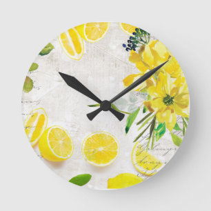 Luscious Lemons Round Clock