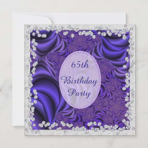 Luscious Lilac  Diamonds 65th Birthday Party Invitation