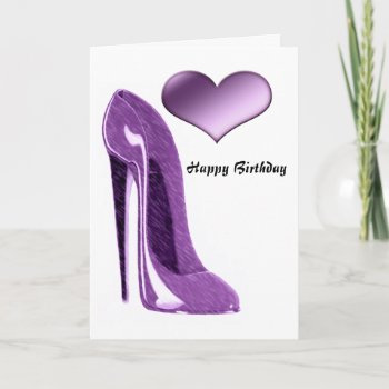 Luscious Lilac Stiletto High Heel Shoe And Heart Card by ckeenart at Zazzle