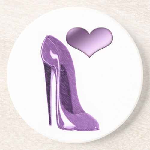 Luscious Lilac Stiletto Shoe High Heel Heart  Coas Drink Coaster