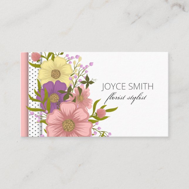 Luscious Multi Color Floral Business Card (Front)