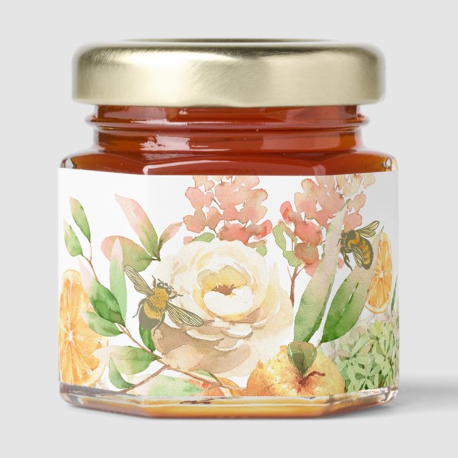 Luscious Pastel Summer Fruit Honey Jar Favors (Front)
