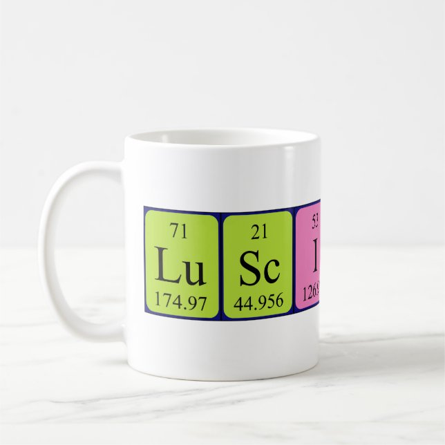Luscious periodic table word mug (Left)