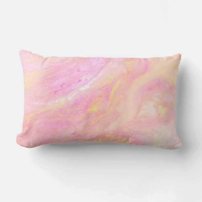 *~* Luscious Pink  Abstract Marble Iridescent Lumbar Pillow (Front)