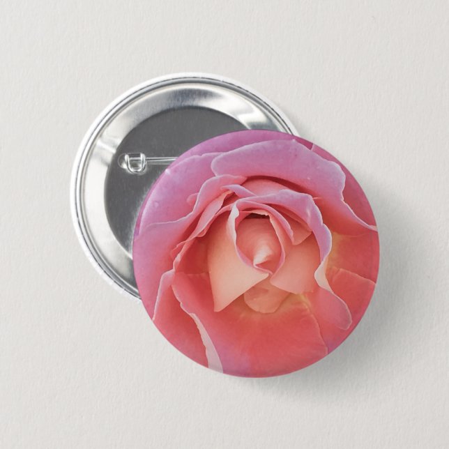 Luscious Pink Rose Button (Front & Back)